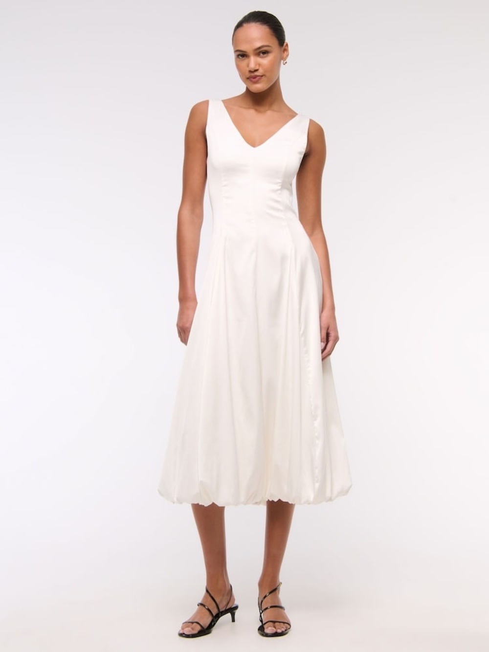 Abercrombie & Fitch Satin Bubble Midi Dress